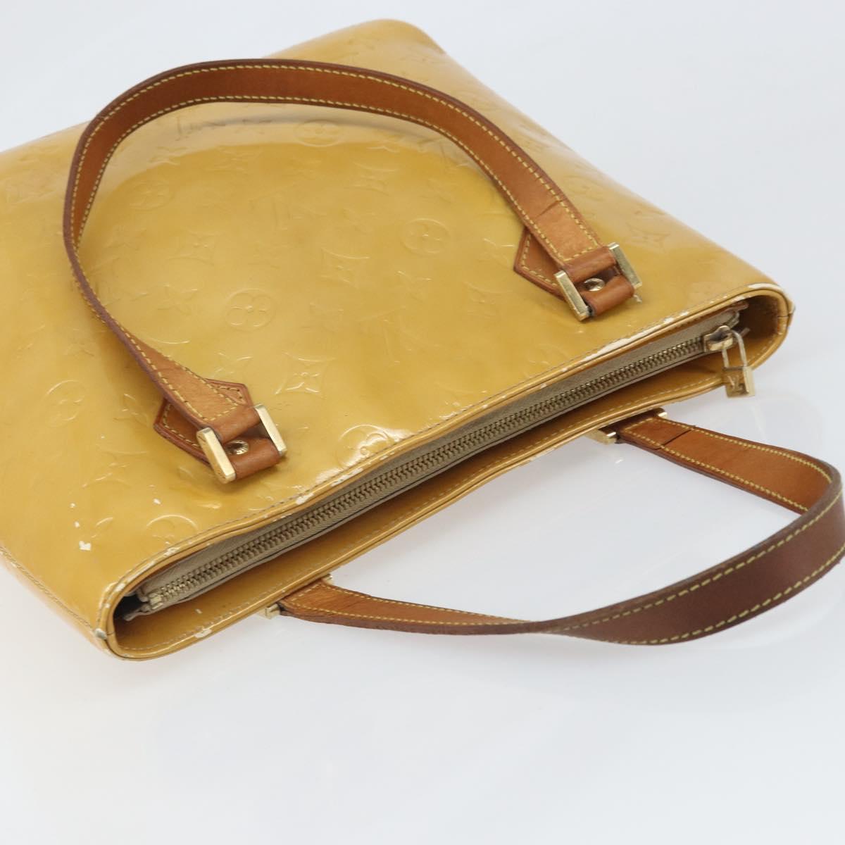 LOUIS VUITTON Monogram Vernis Houston Hand Bag Beige M91004 LV Auth 171942