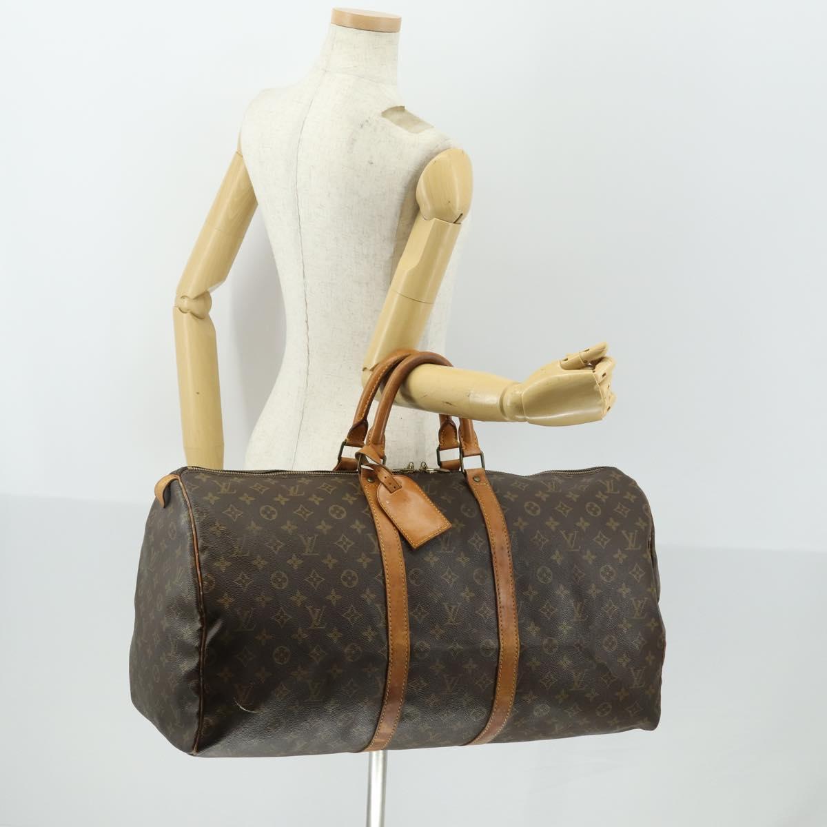 LOUIS VUITTON Monogram Keepall 55 Boston Bag M41424 LV Auth 171947