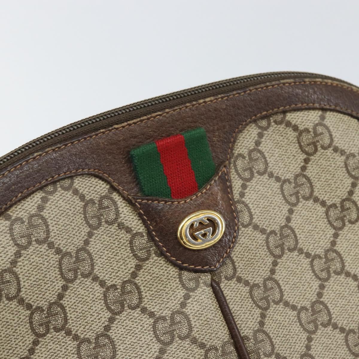 GUCCI GG Supreme Web Sherry Line Bag PVC Beige Gold 904 02 047 Auth 171964
