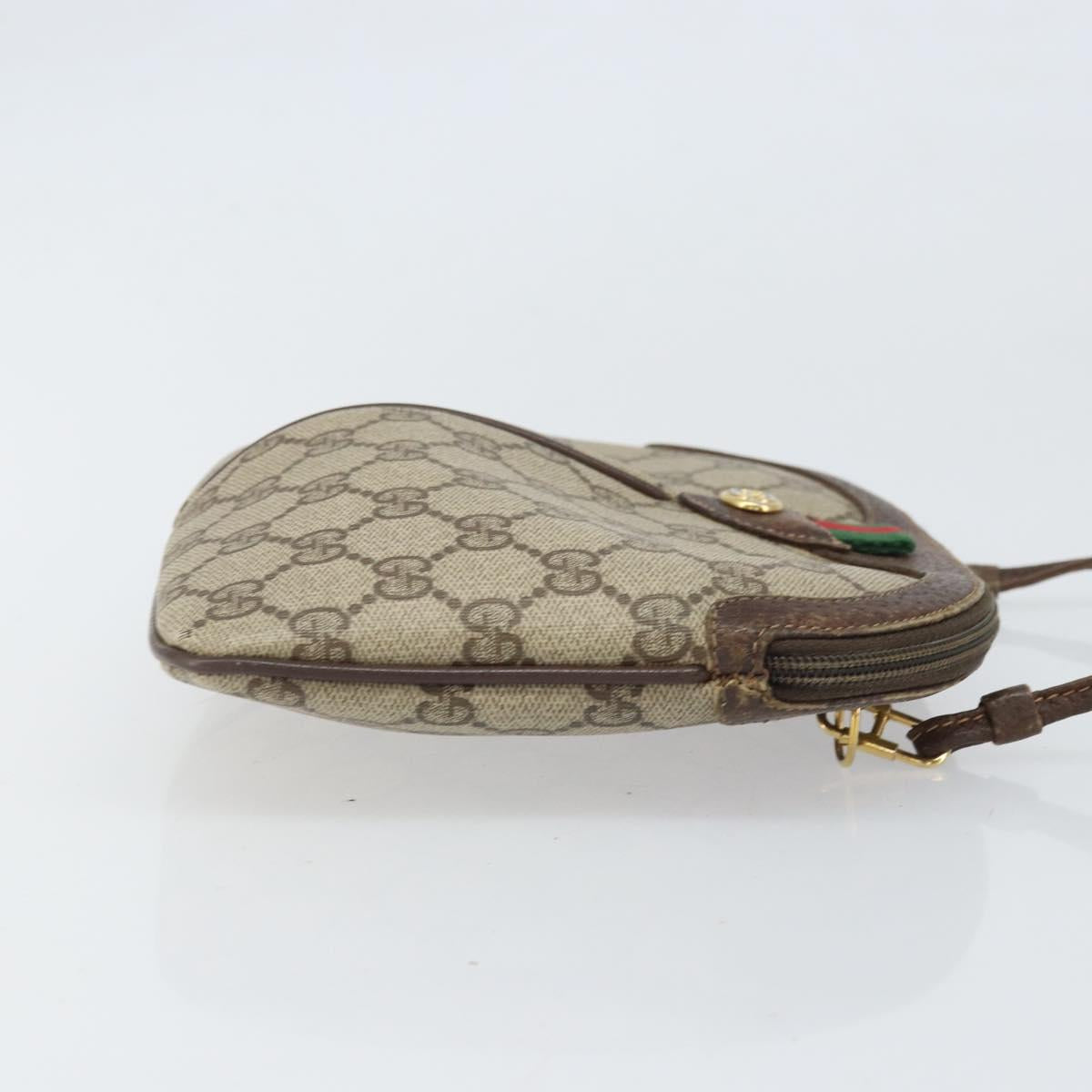 GUCCI GG Supreme Web Sherry Line Bag PVC Beige Gold 904 02 047 Auth 171964