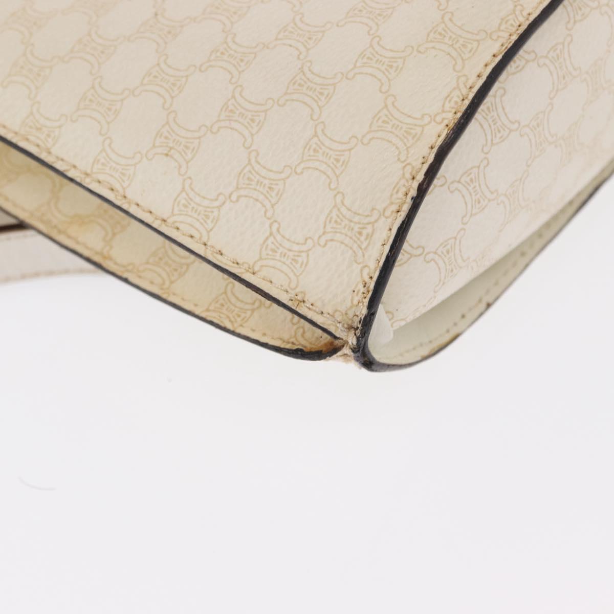 CELINE Macadam Canvas Shoulder Bag PVC Leather White Gold Auth 171965