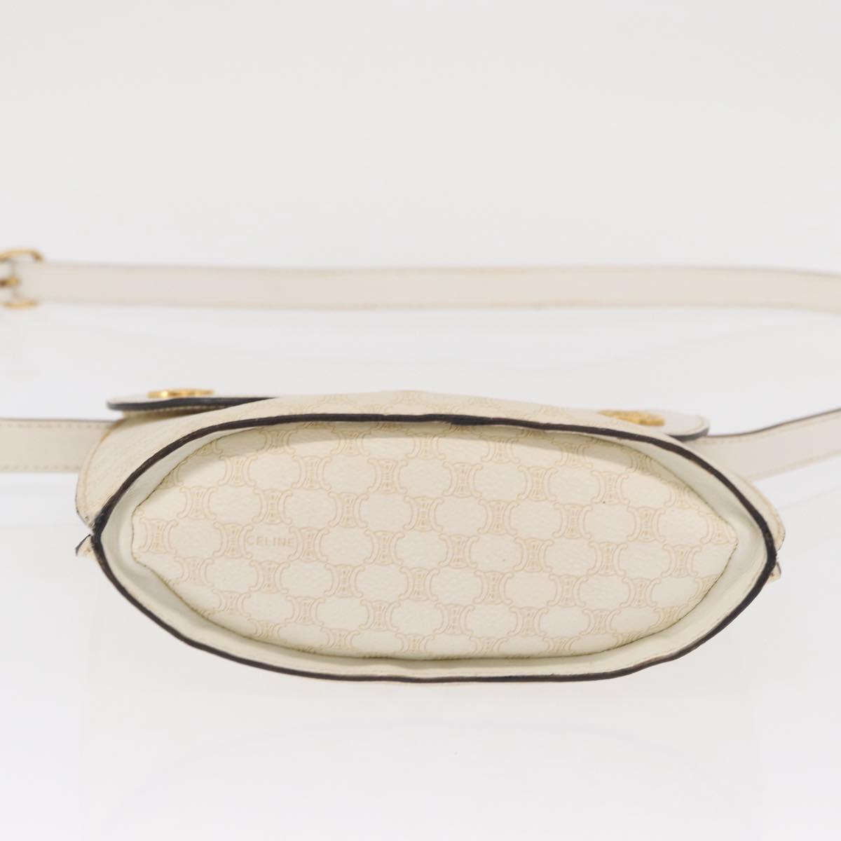 CELINE Macadam Canvas Shoulder Bag PVC Leather White Gold Auth 171965