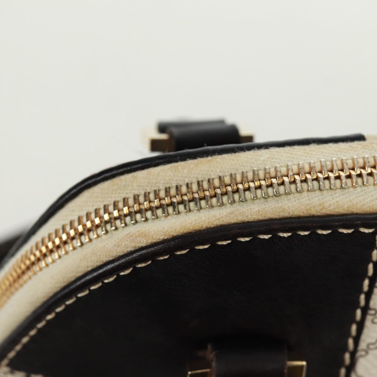 CELINE Macadam Canvas Hand Bag PVC Leather 2way White Gold Auth 171966A