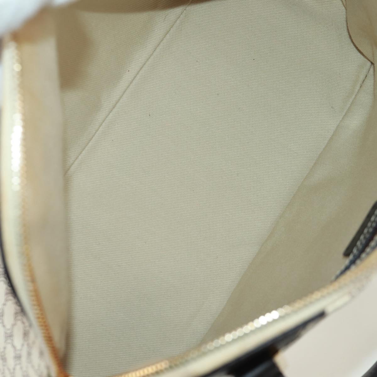 CELINE Macadam Canvas Hand Bag PVC Leather 2way White Gold Auth 171966A