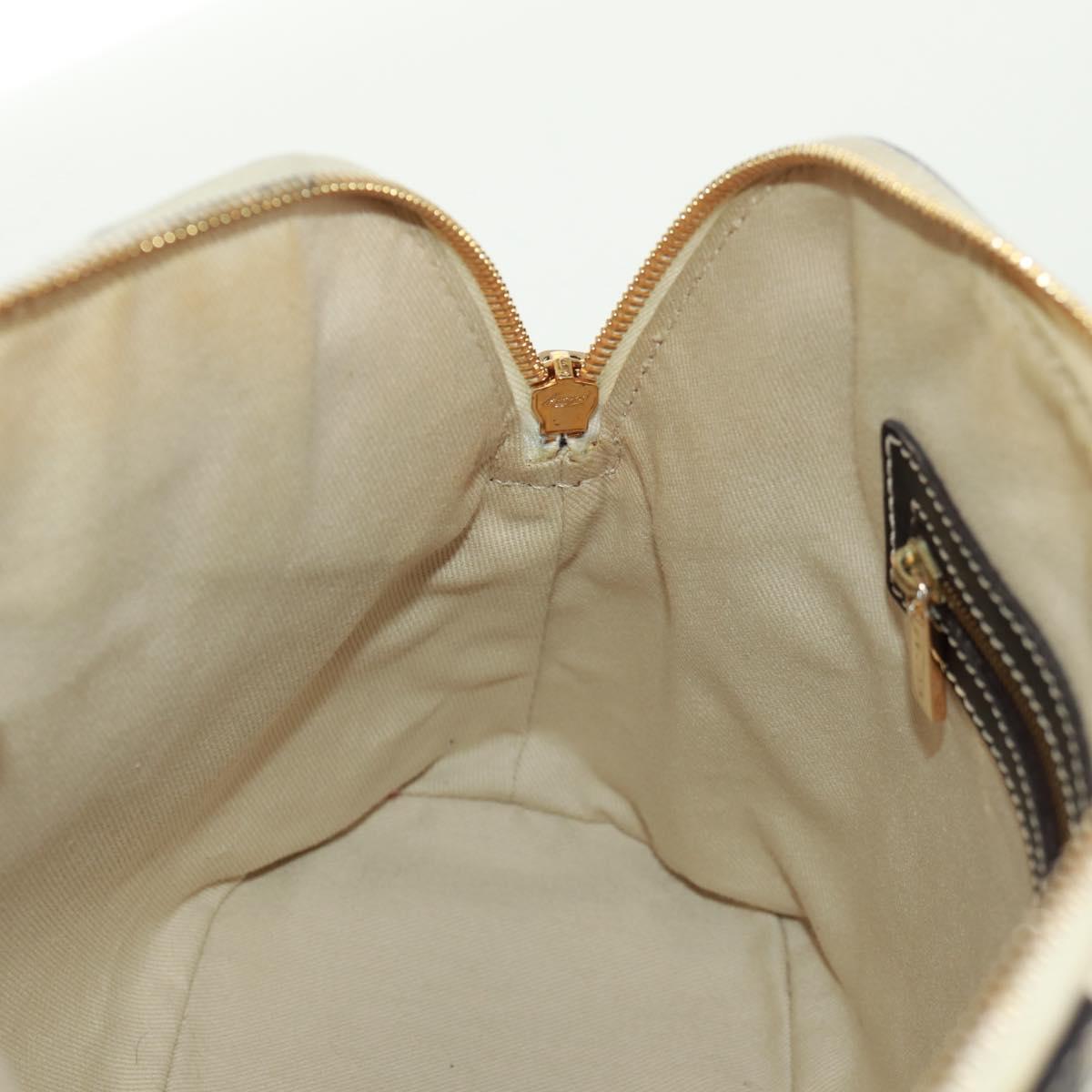 CELINE Macadam Canvas Hand Bag PVC Leather 2way White Gold Auth 171966A