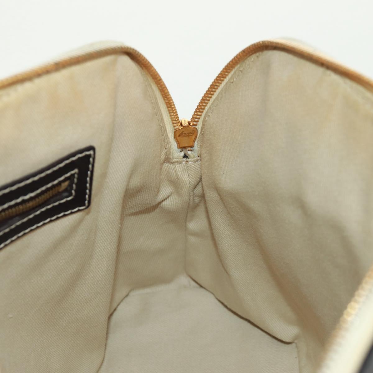 CELINE Macadam Canvas Hand Bag PVC Leather 2way White Gold Auth 171966A