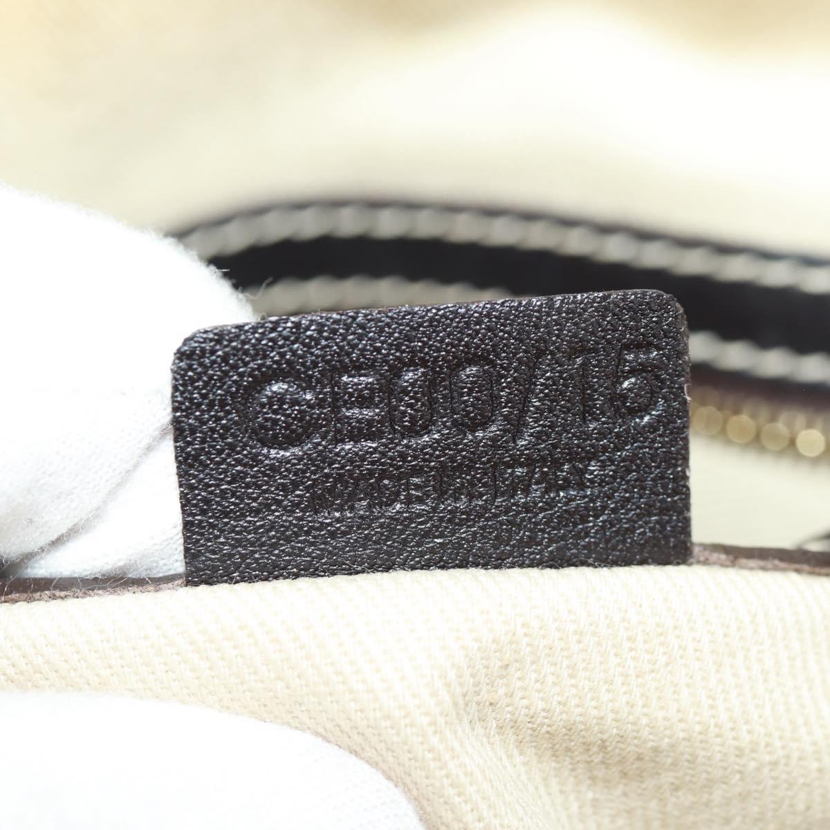 CELINE Macadam Canvas Hand Bag PVC Leather 2way White Gold Auth 171966A