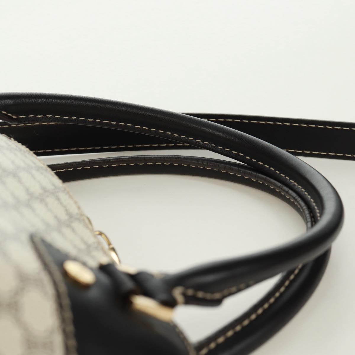 CELINE Macadam Canvas Hand Bag PVC Leather 2way White Gold Auth 171966A