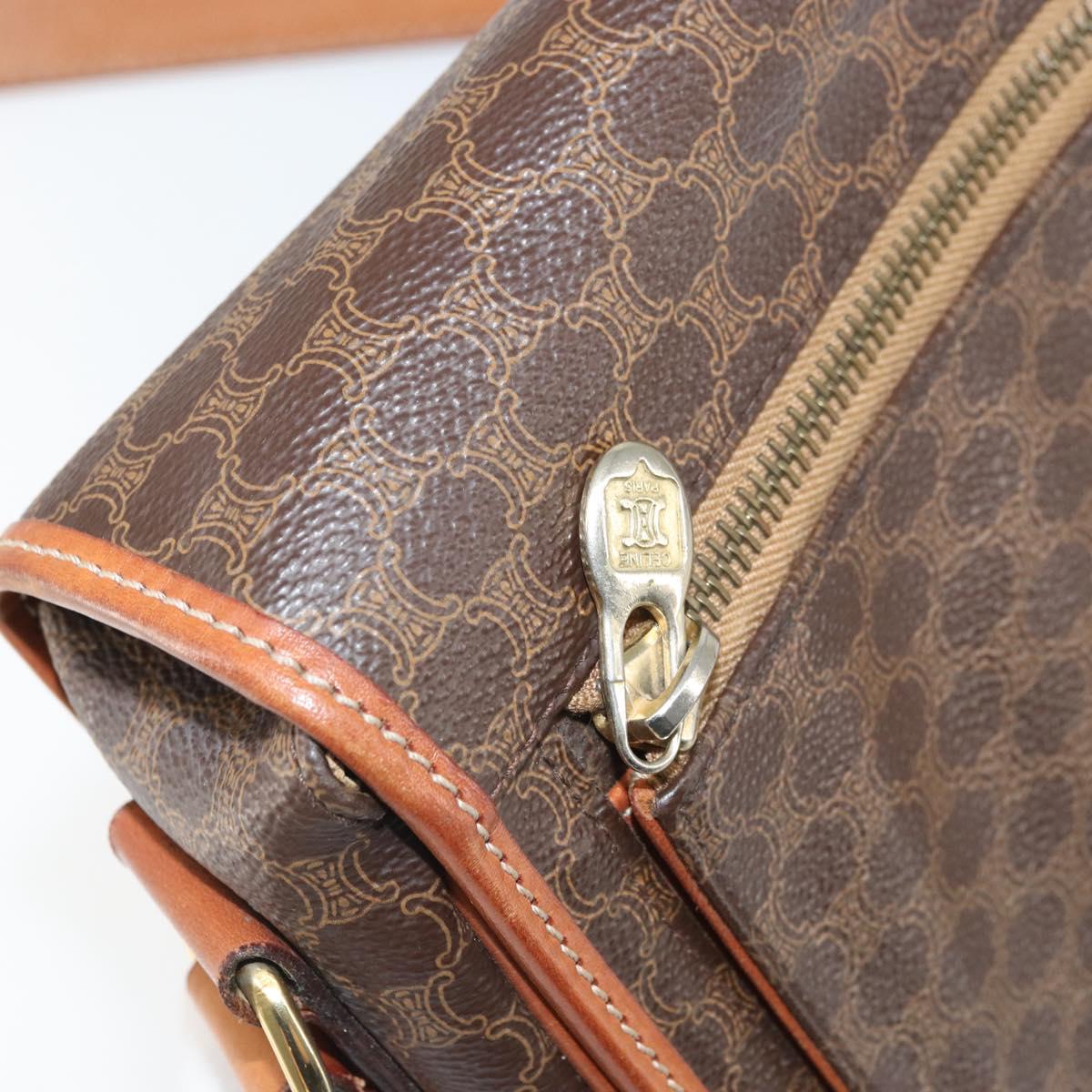 CELINE Macadam Canvas Shoulder Bag PVC Leather Brown Gold Auth 171981