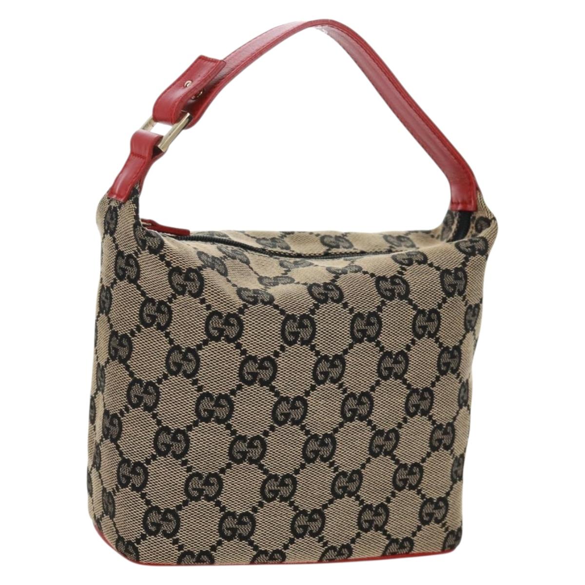 GUCCI GG Canvas Pouch Beige Gold 039 1147 Auth 171982V