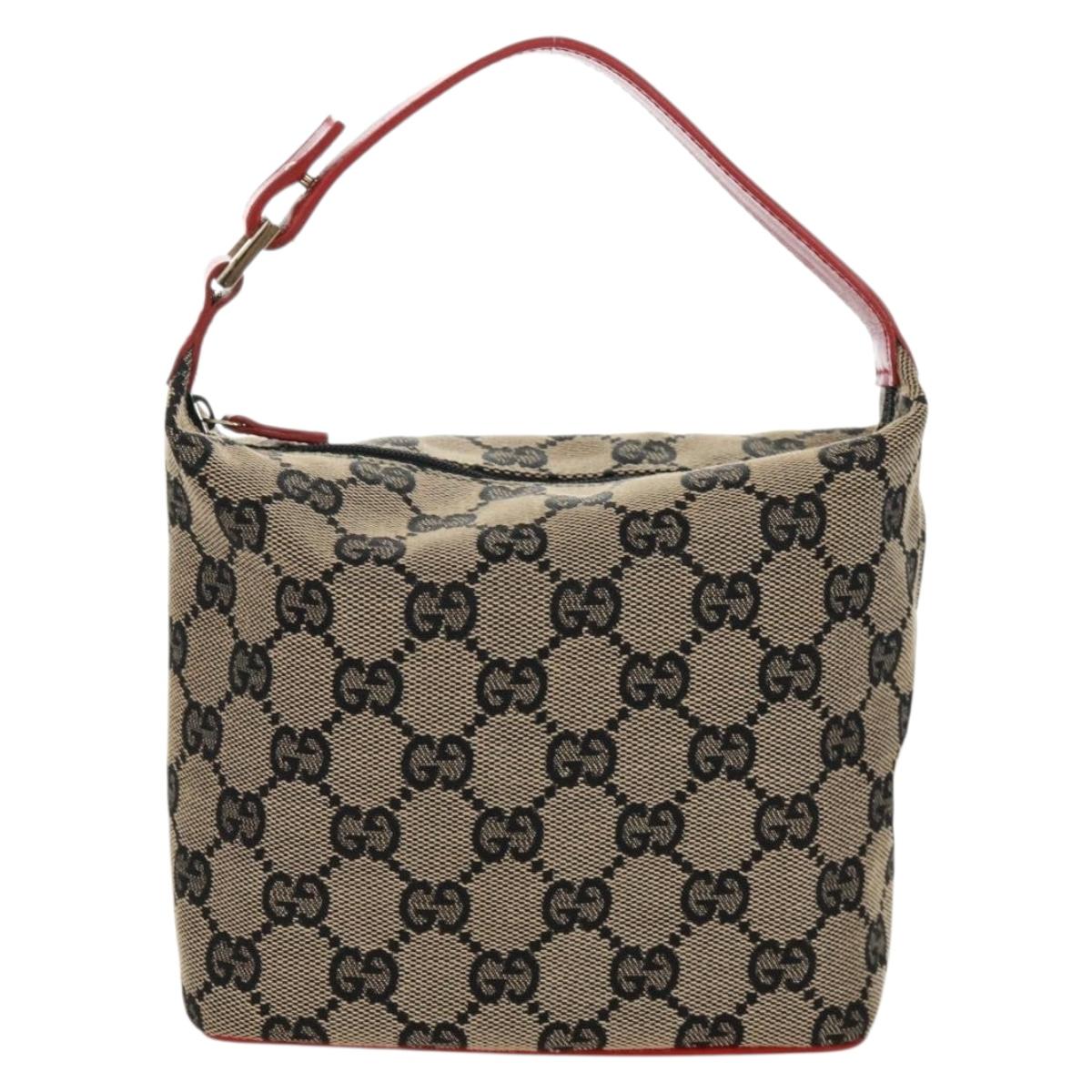 GUCCI GG Canvas Pouch Beige Gold 039 1147 Auth 171982V