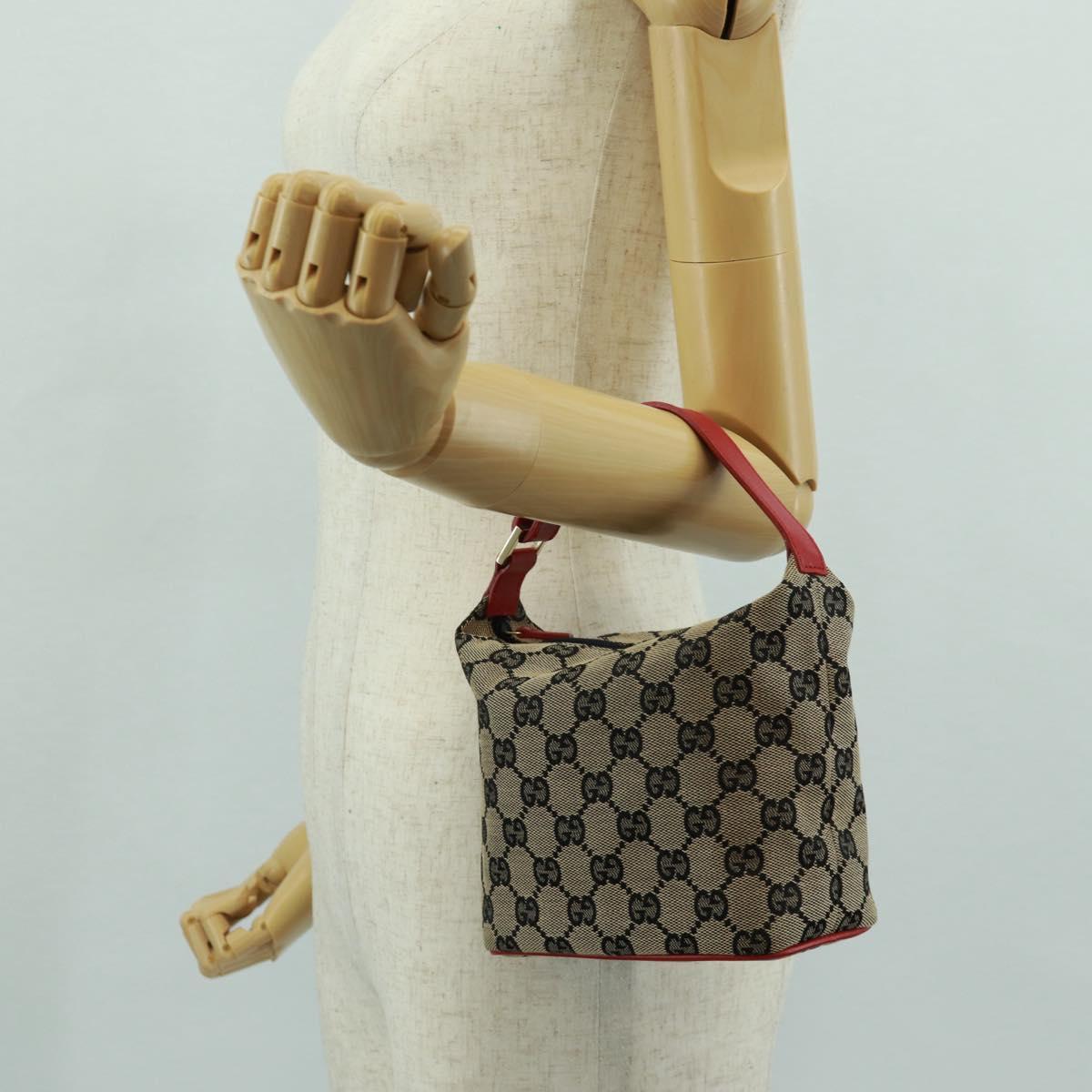 GUCCI GG Canvas Pouch Beige Gold 039 1147 Auth 171982V