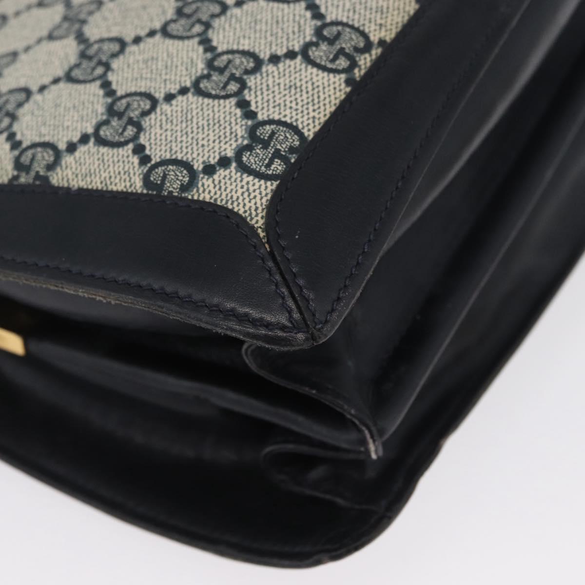 GUCCI GG Supreme Sherry Line Shoulder Bag PVC Navy Gold Auth 171984