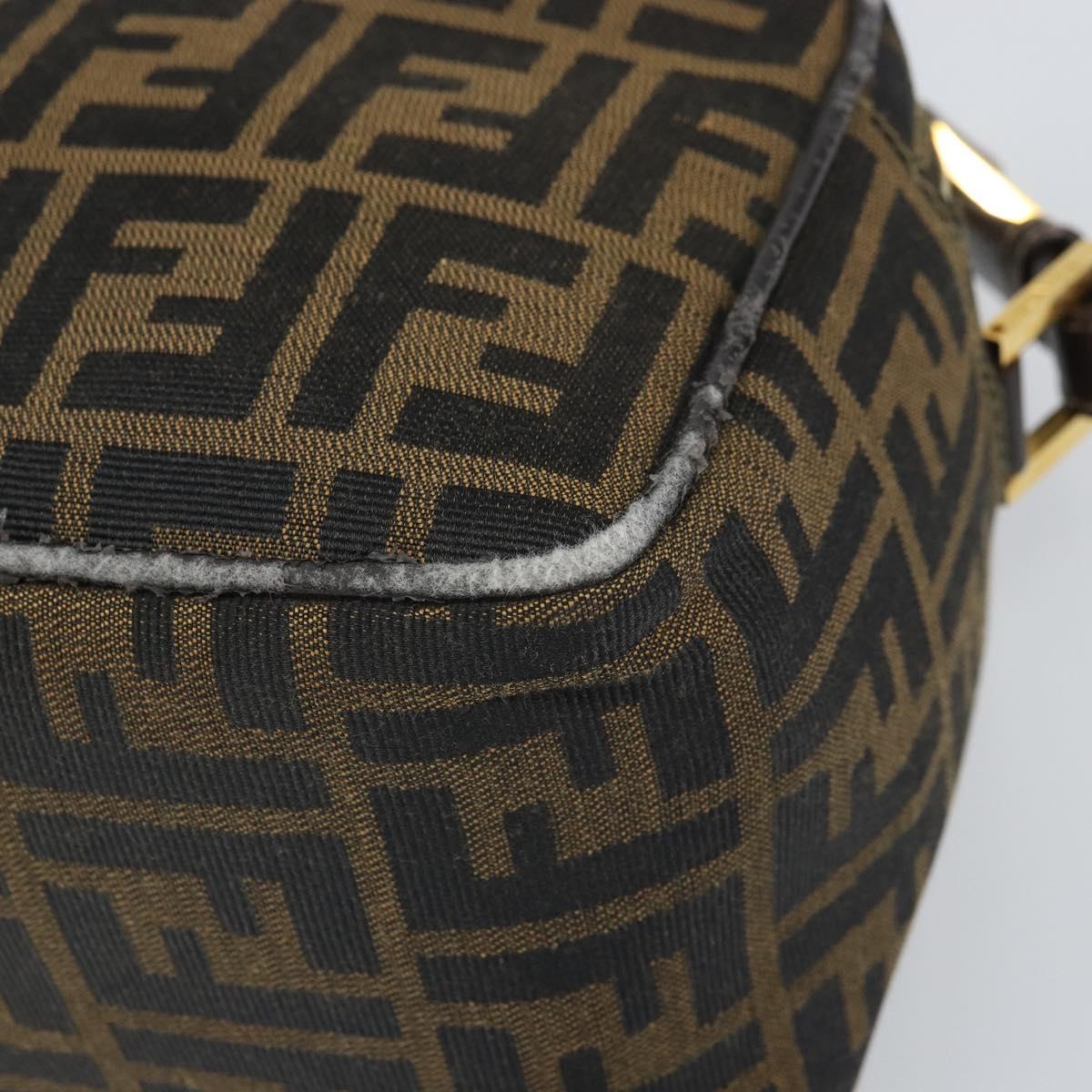 FENDI Zucca Canvas Shoulder Bag Black Brown Auth 171985