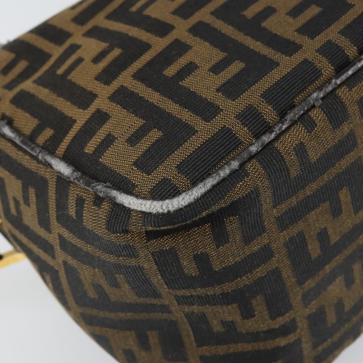 FENDI Zucca Canvas Shoulder Bag Black Brown Auth 171985
