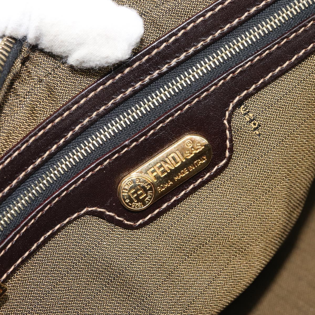 FENDI Zucca Canvas Shoulder Bag Black Brown Auth 171985