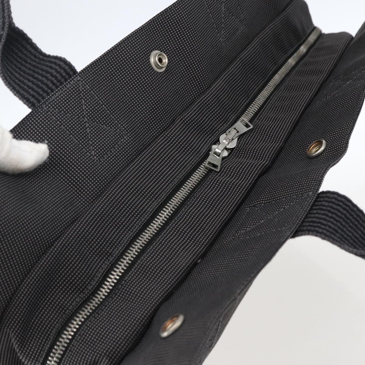 HERMES Her Line Tote MM Hand Bag Canvas Gray Silver Auth 171986