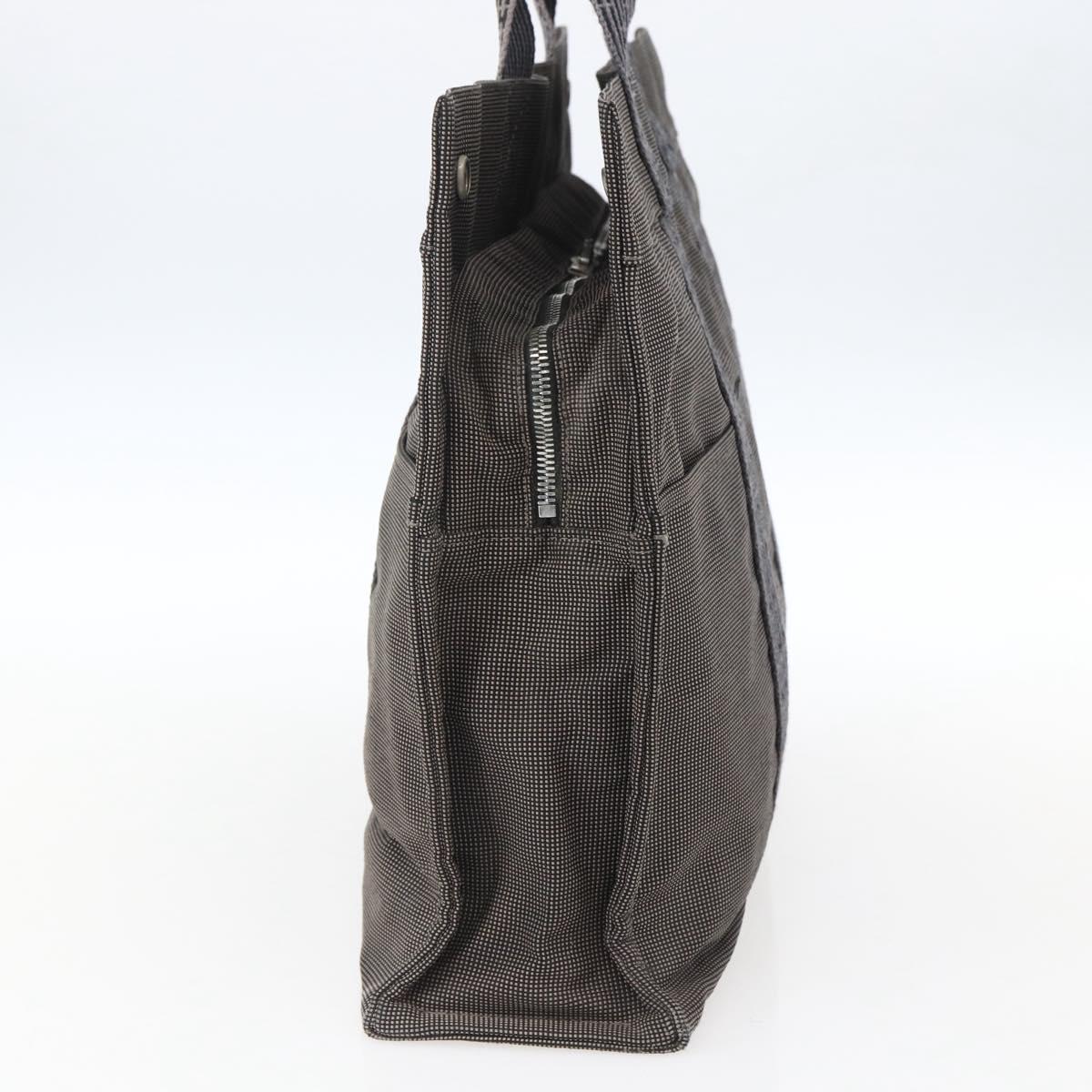 HERMES Her Line Tote MM Hand Bag Canvas Gray Silver Auth 171988