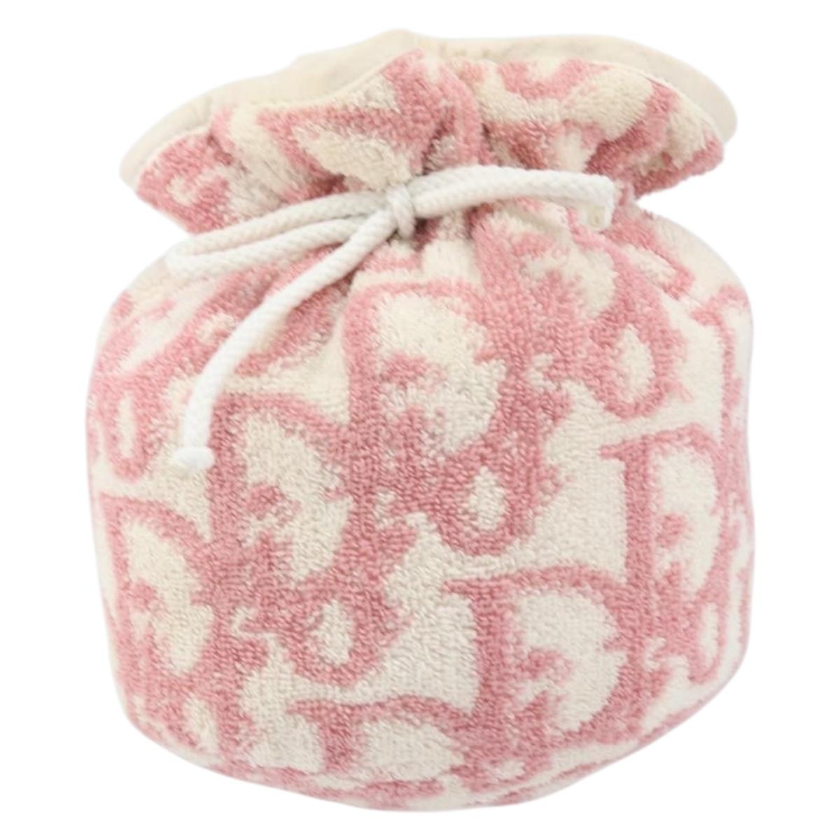 Christian Dior Trotter Canvas Pouch Pile Pink Auth 171990