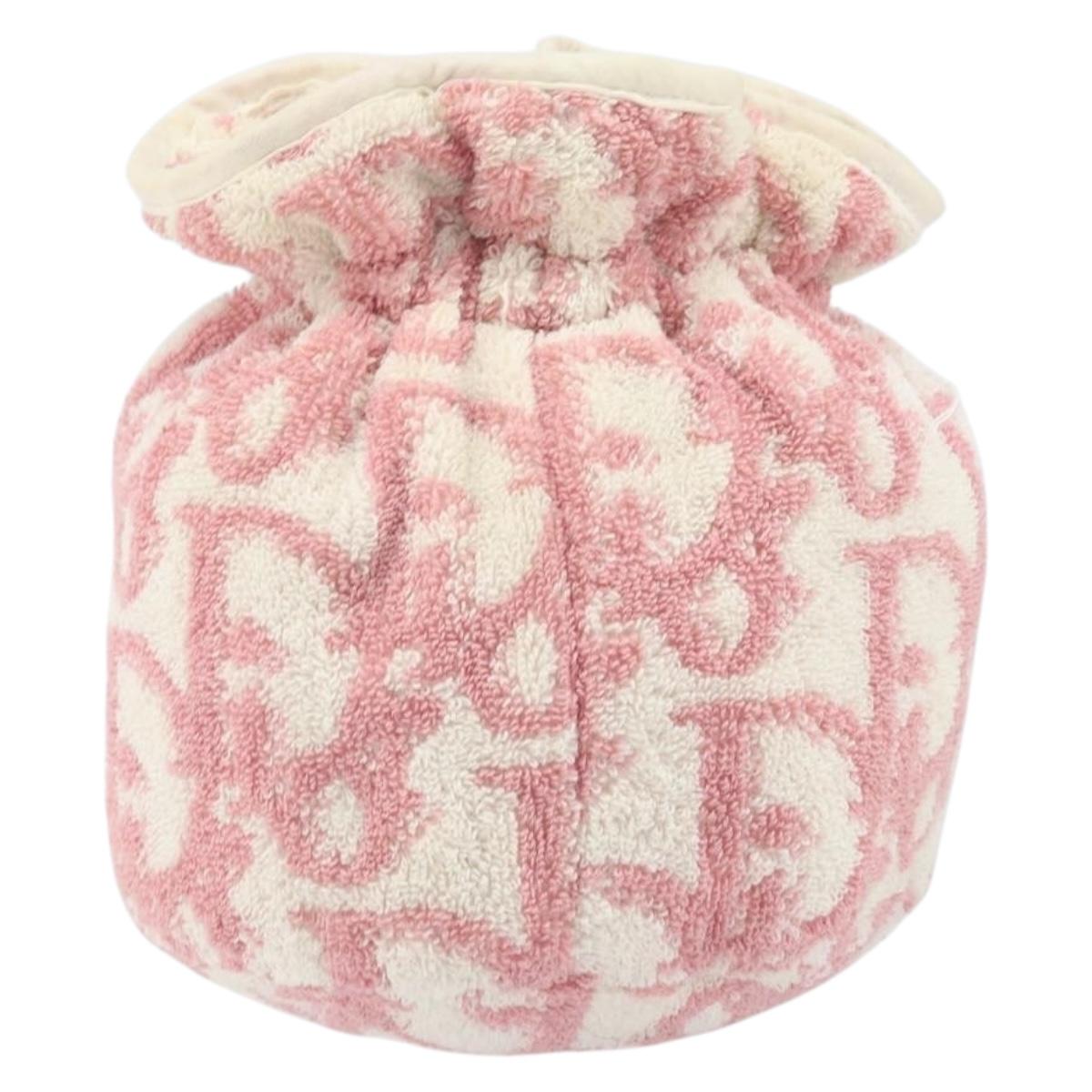 Christian Dior Trotter Canvas Pouch Pile Pink Auth 171990