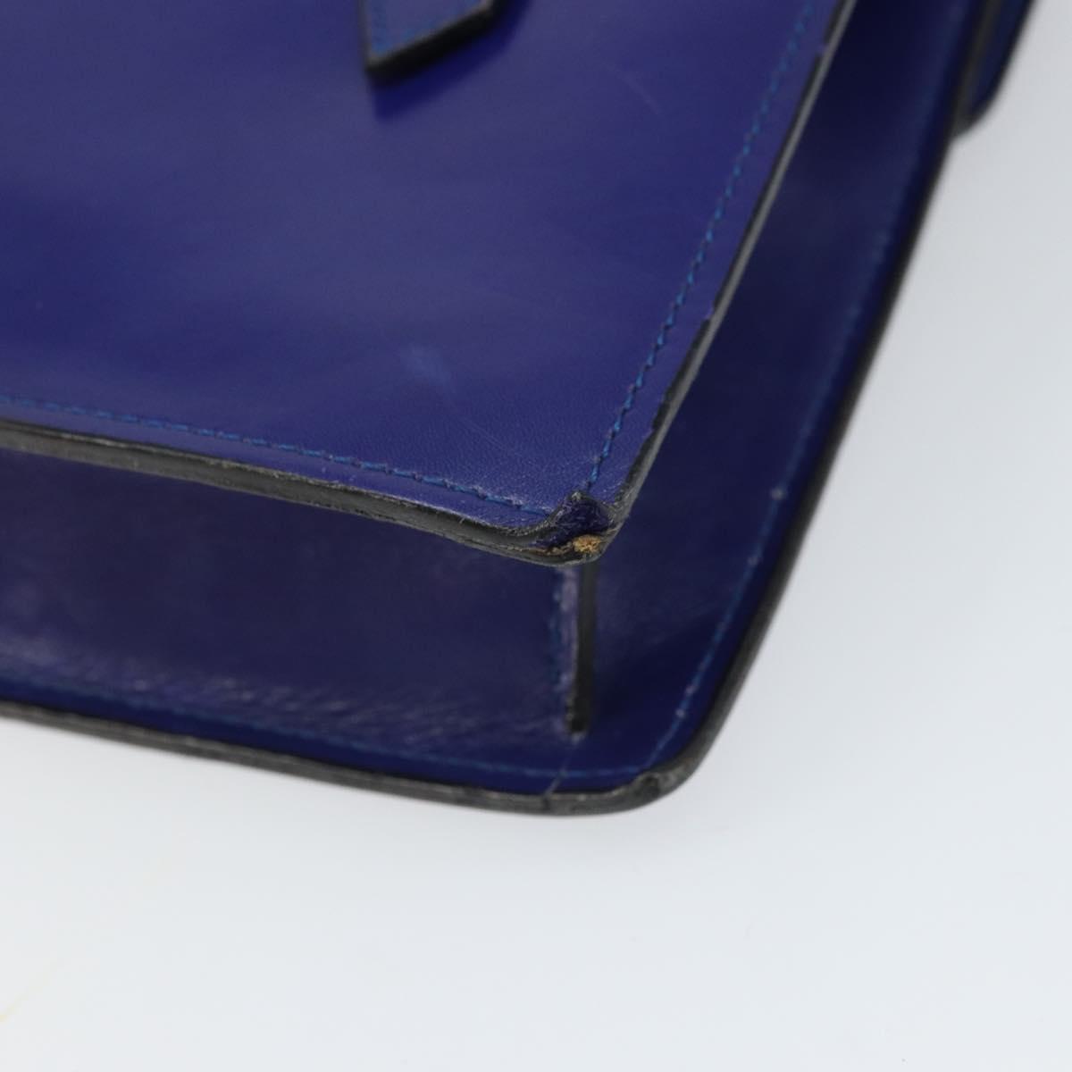 CELINE Hand Bag Leather Blue Gold Auth 171994