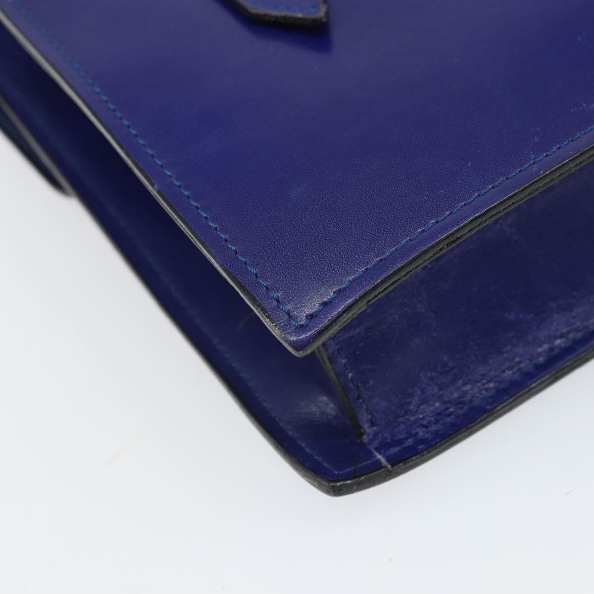 CELINE Hand Bag Leather Blue Gold Auth 171994