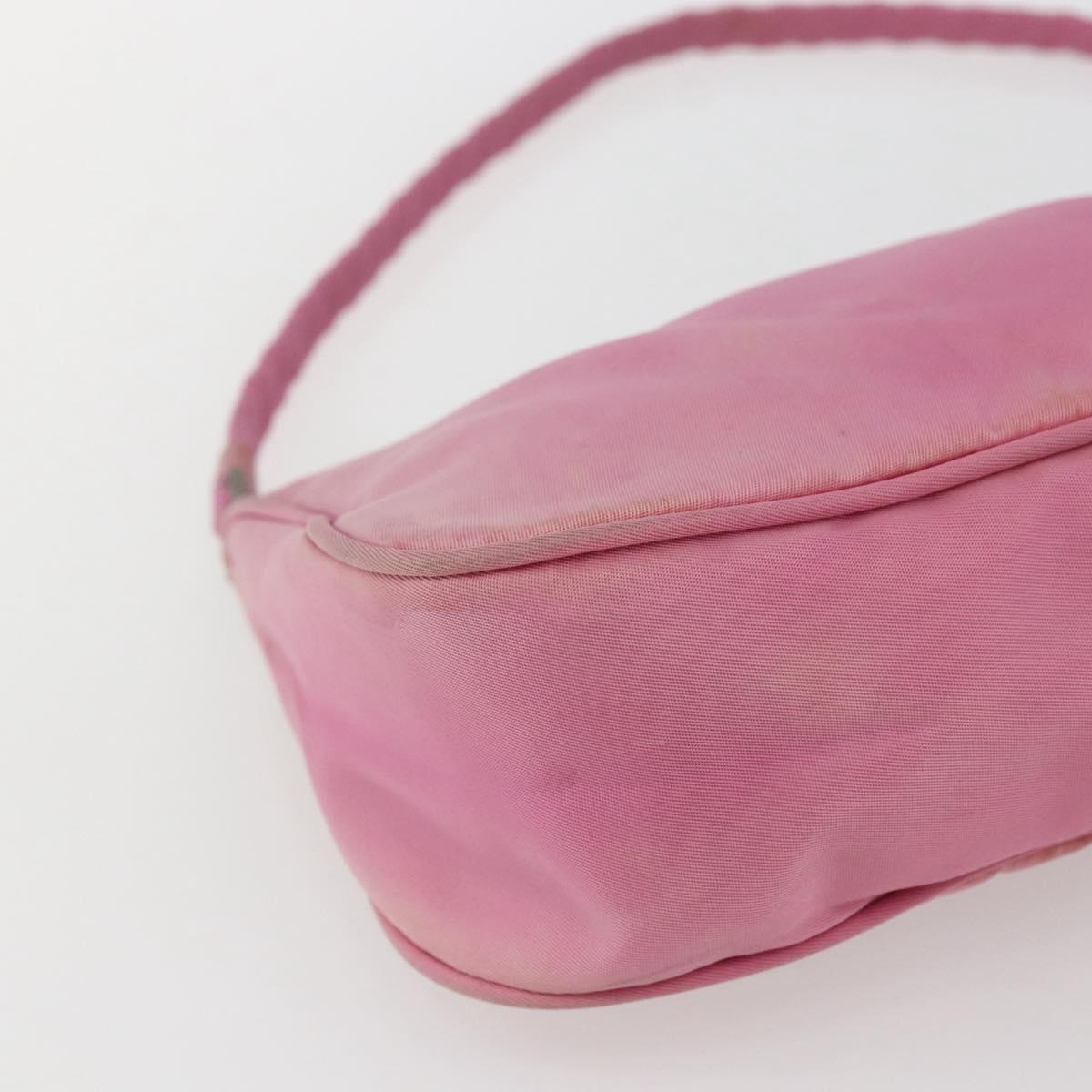 PRADA Accessory Pouch Nylon Pink Silver Auth 171998