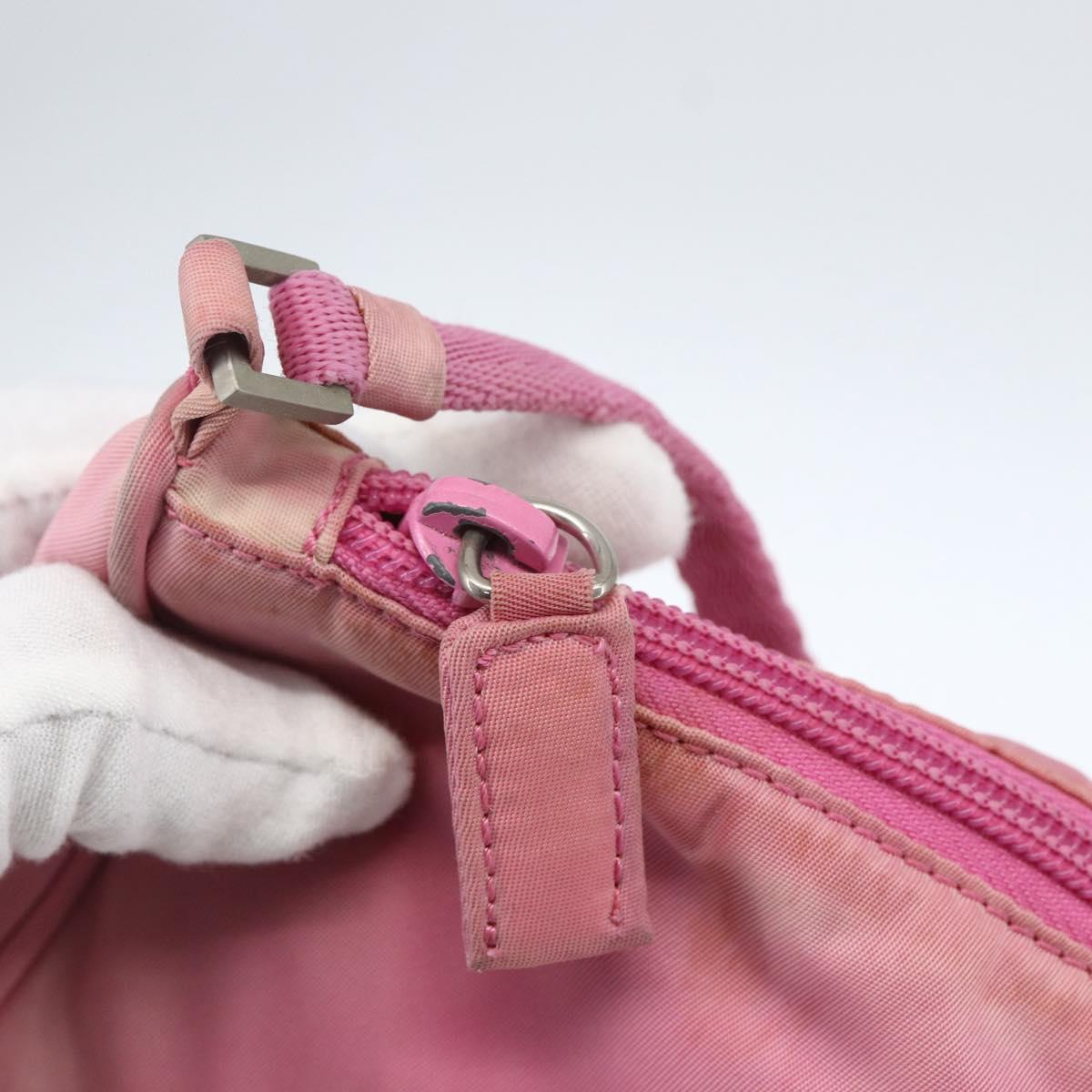 PRADA Accessory Pouch Nylon Pink Silver Auth 171998