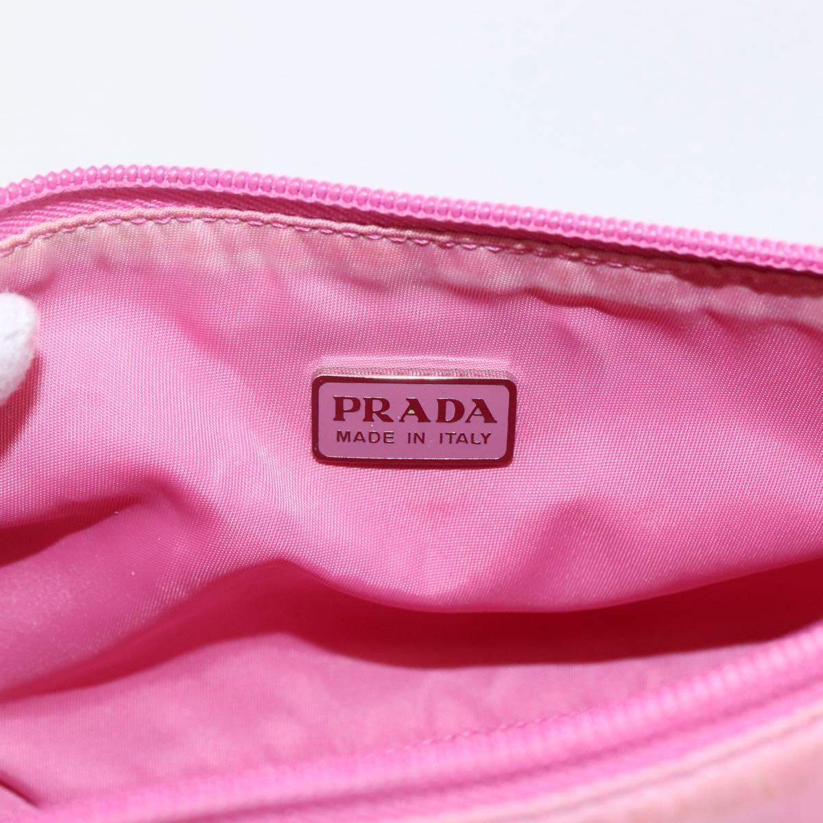 PRADA Accessory Pouch Nylon Pink Silver Auth 171998