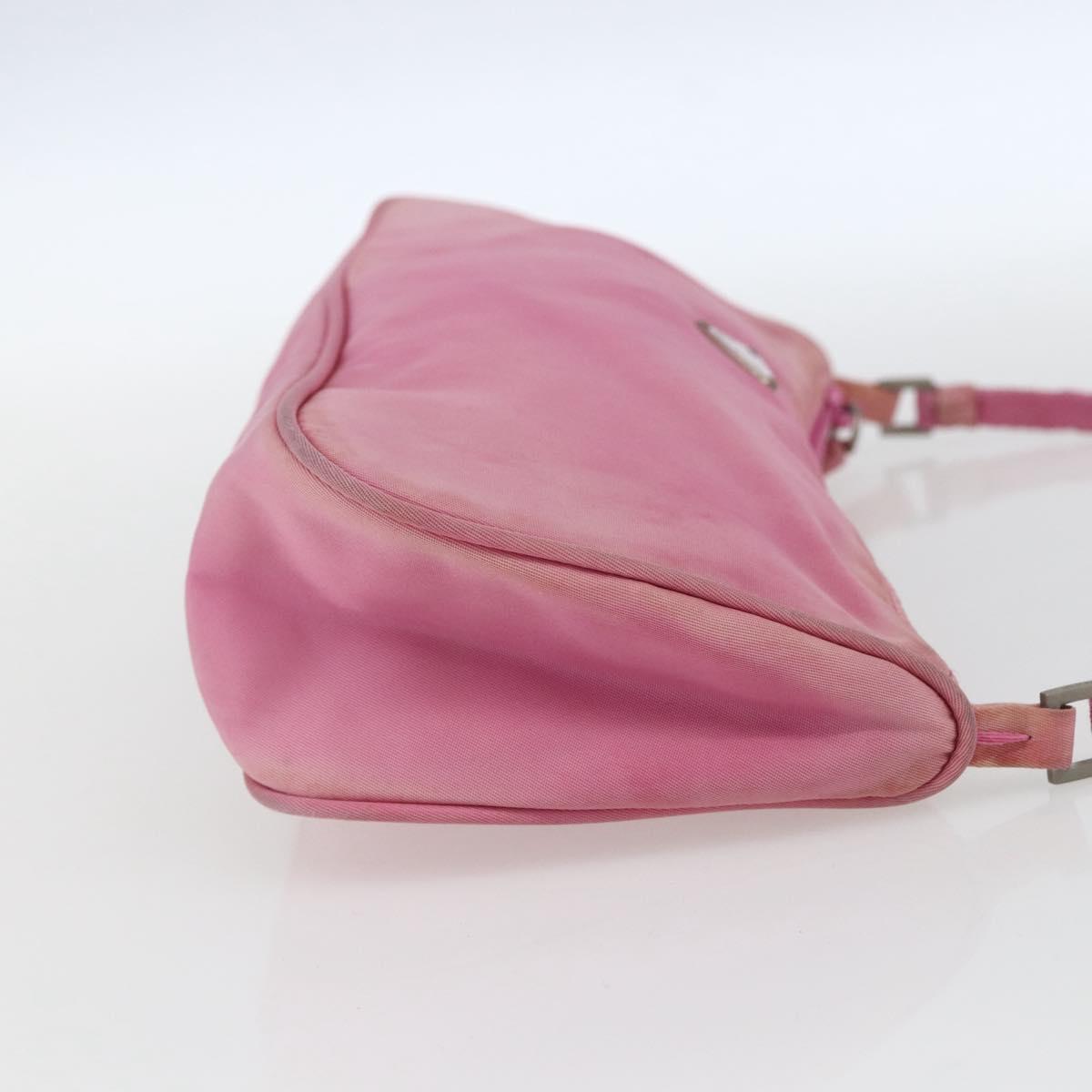 PRADA Accessory Pouch Nylon Pink Silver Auth 171998