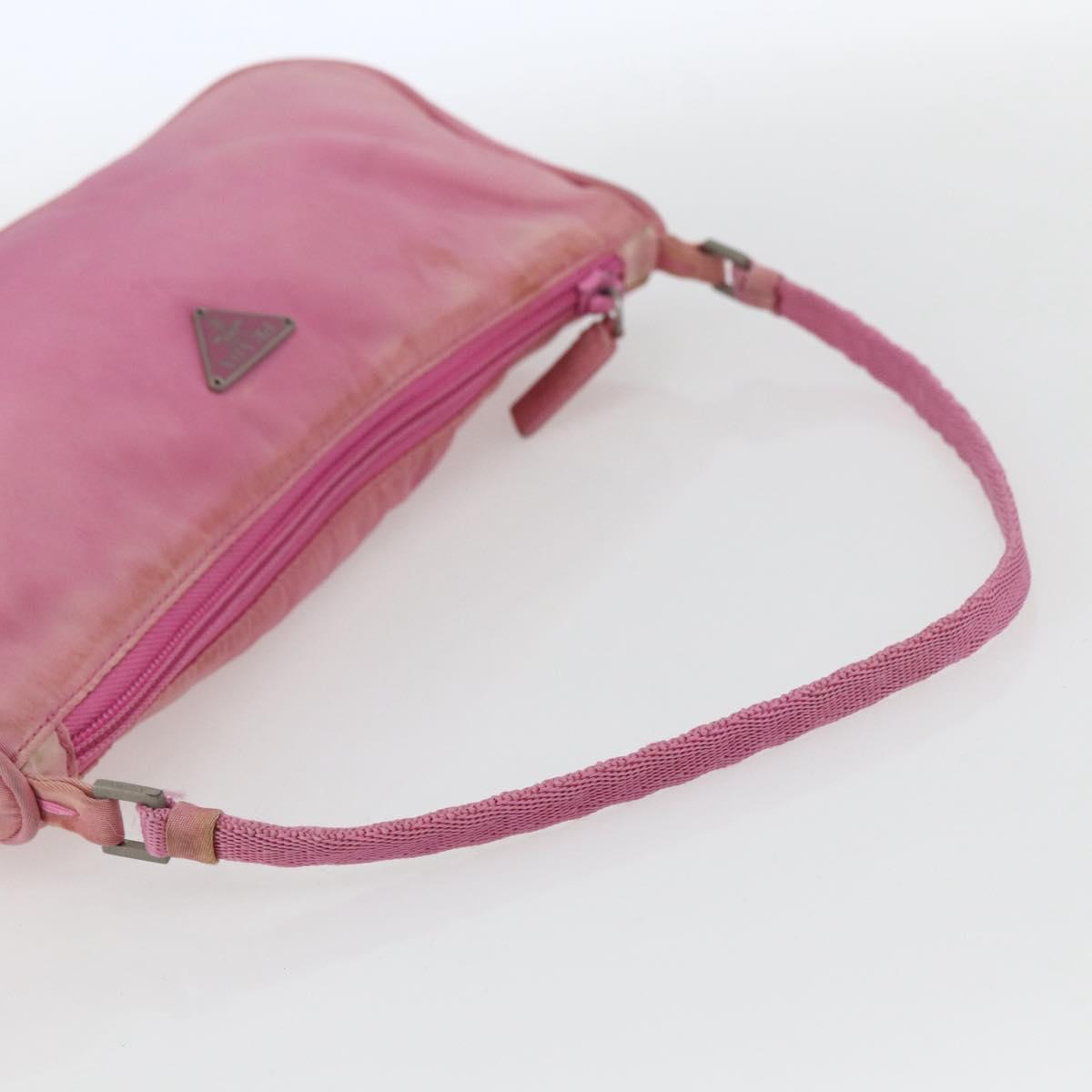 PRADA Accessory Pouch Nylon Pink Silver Auth 171998
