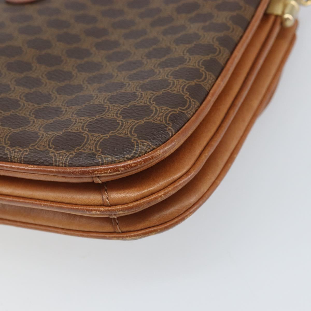 CELINE Macadam Canvas Shoulder Bag PVC Leather Brown Gold Auth 172001