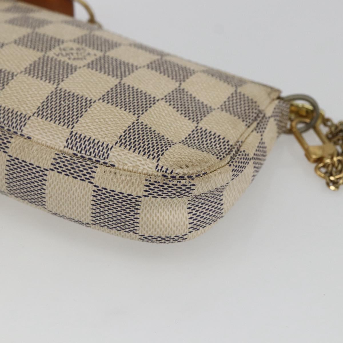 LOUIS VUITTON Damier Azur Mini Pochette Accessoires Pouch N63005 Auth 172013A