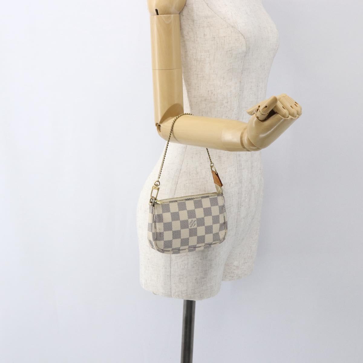 LOUIS VUITTON Damier Azur Mini Pochette Accessoires Pouch N63005 Auth 172013A