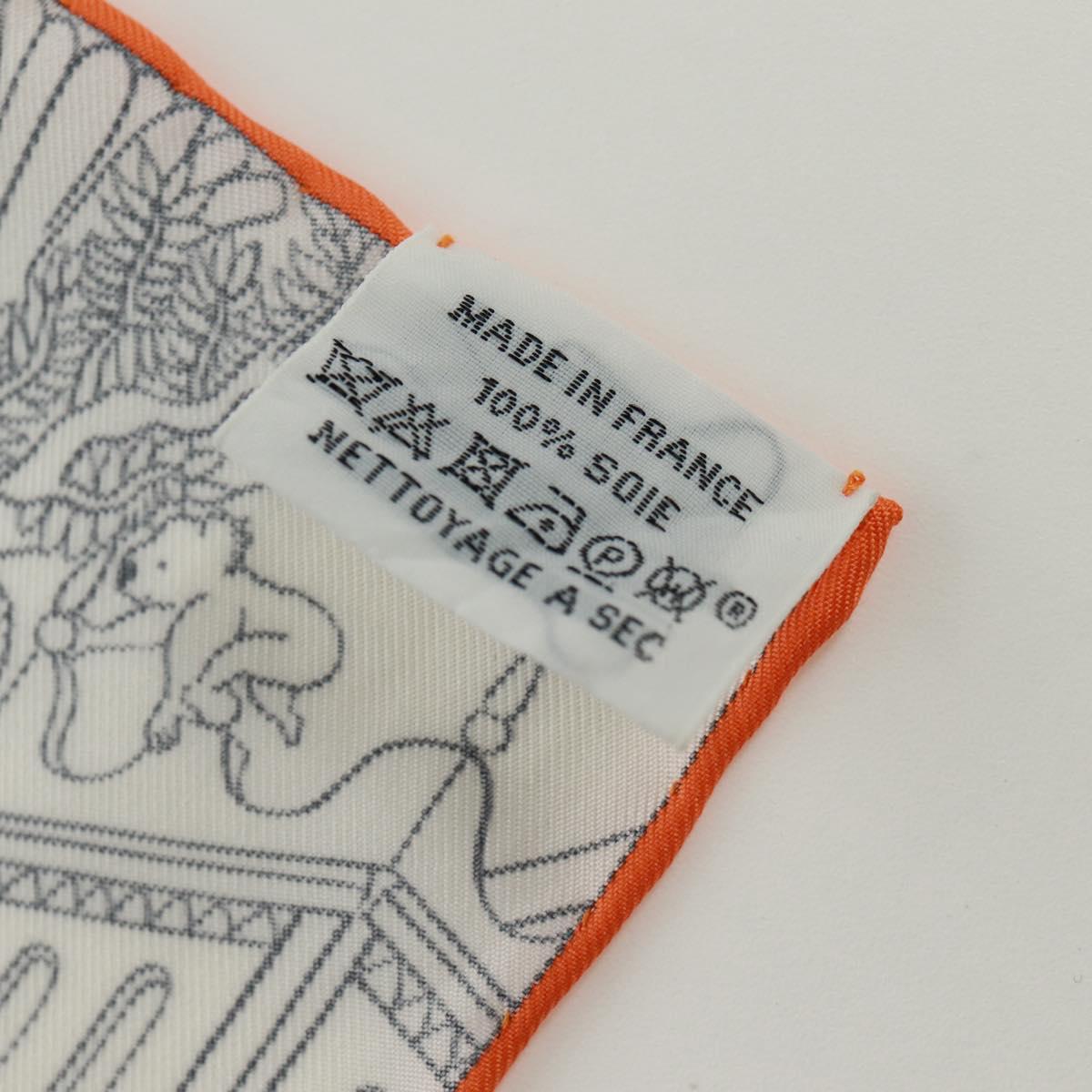 HERMES Carre 90 Scarf ""Animapolis"" Silk White Auth 172016SAM