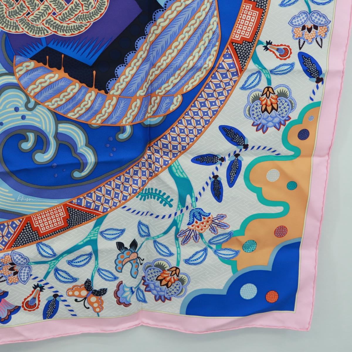 HERMES Carre 90 Scarf ""Duo Cosmique"" Silk Pink Auth 172020SAM