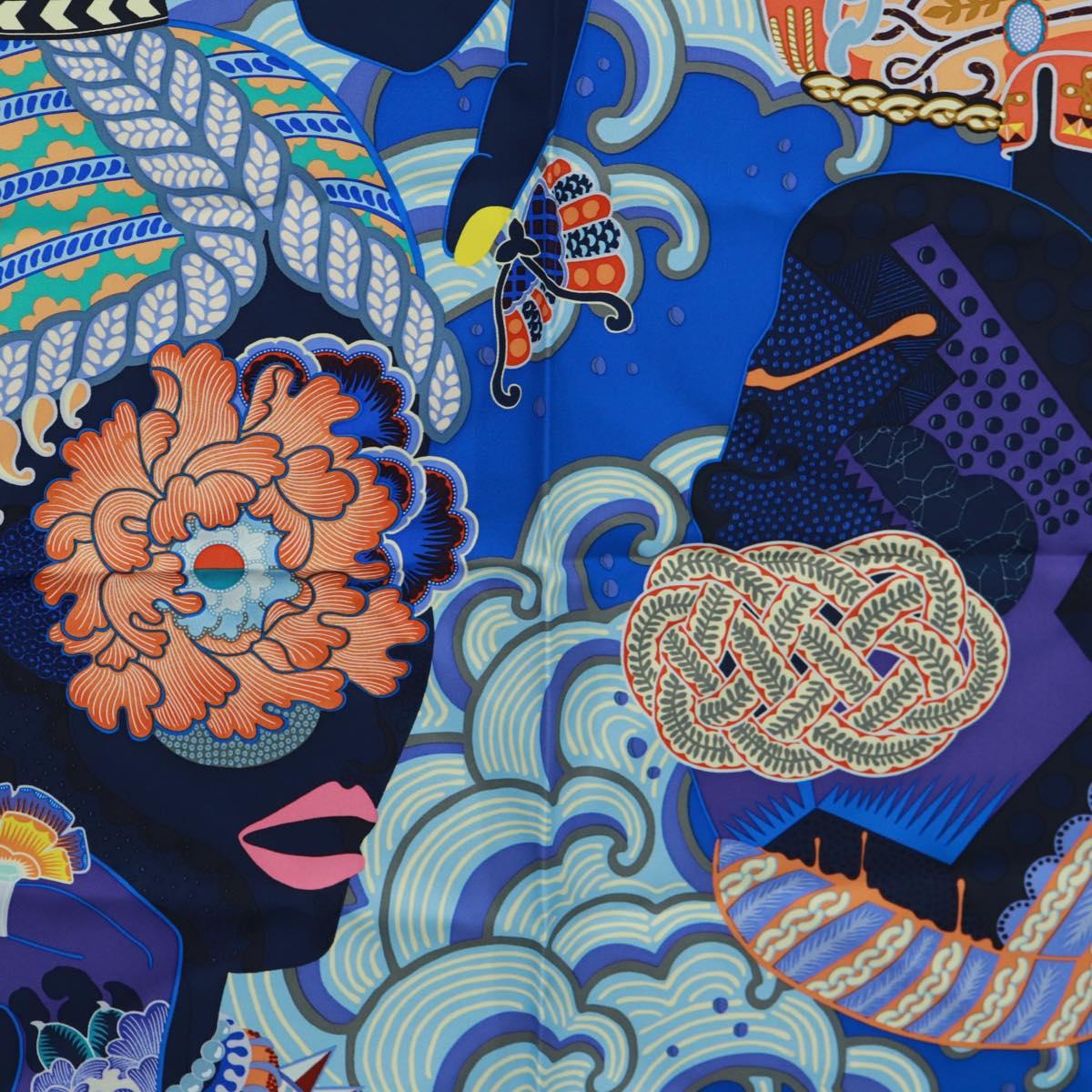 HERMES Carre 90 Scarf ""Duo Cosmique"" Silk Pink Auth 172020SAM