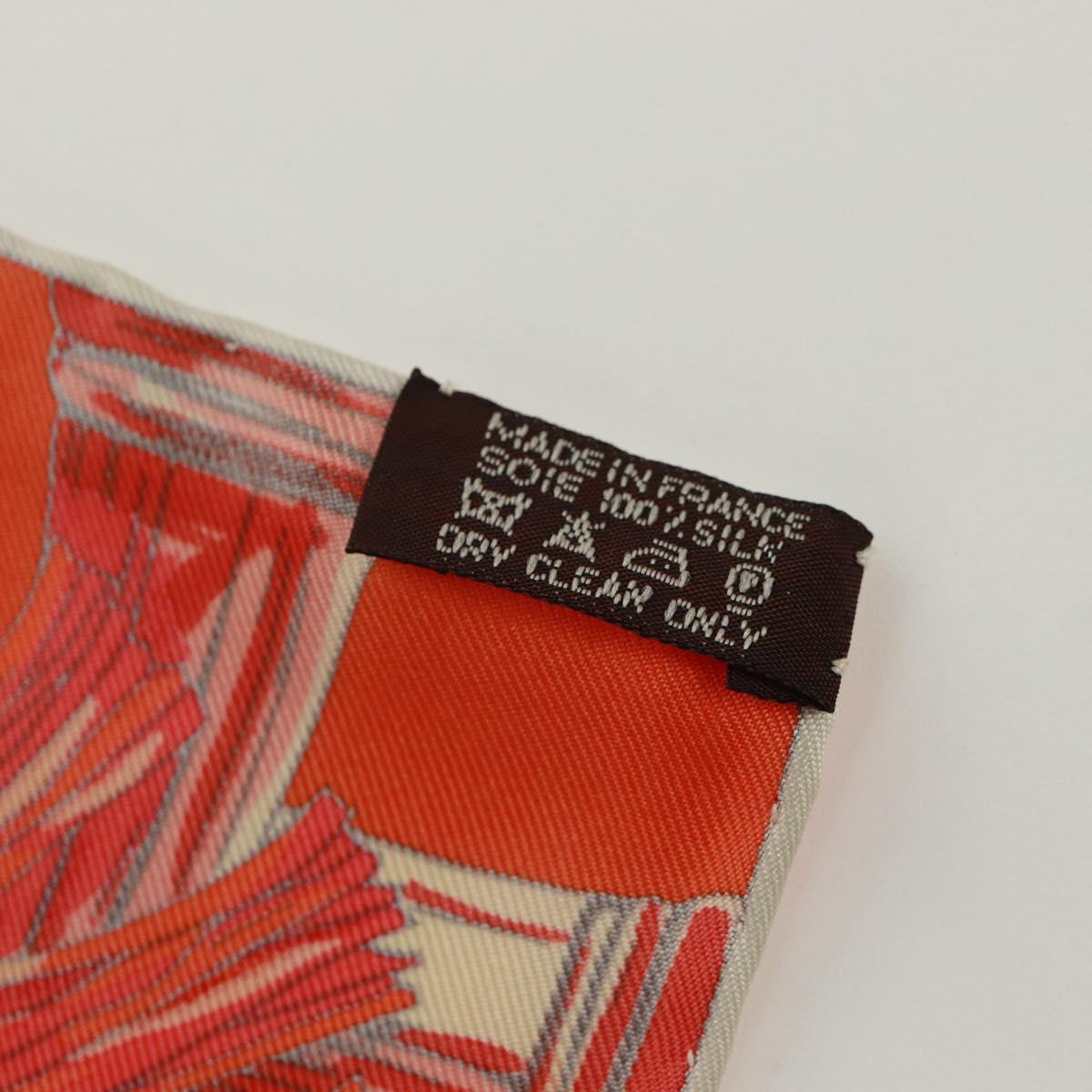 HERMES Carre 90 Scarf ""AU FIL DU CARRE"" Silk Orange Auth 172021M