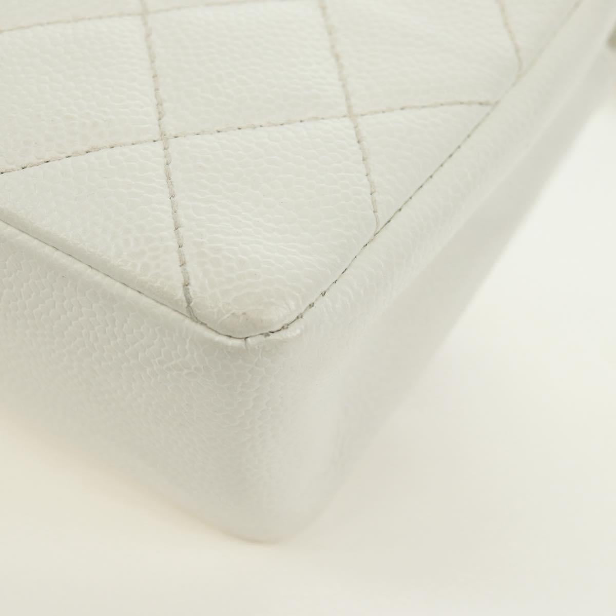 CHANEL Matelasse 22 Chain Shoulder Bag Caviar Skin White Gold CC Auth 172038SAV