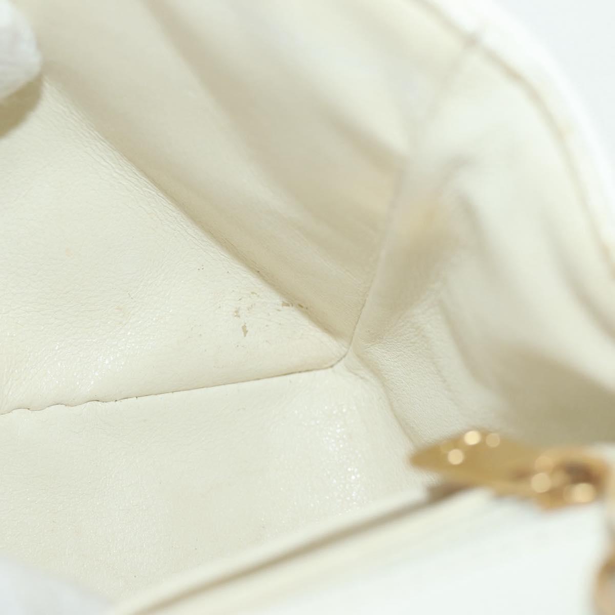 CHANEL Matelasse 22 Chain Shoulder Bag Caviar Skin White Gold CC Auth 172038SAV