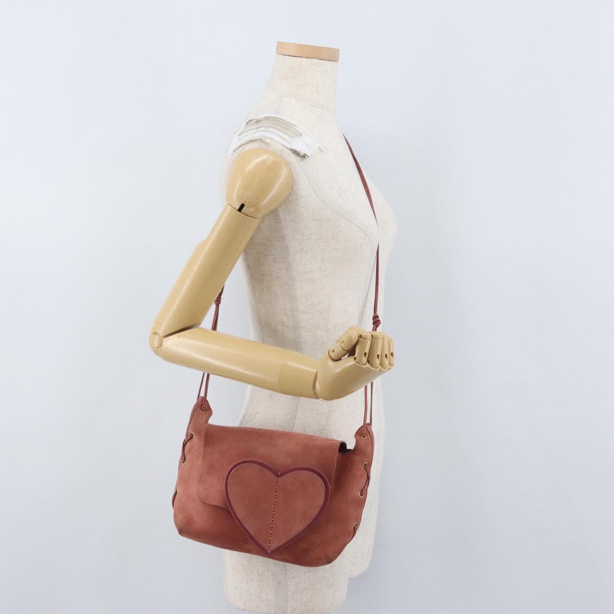 GUCCI Shoulder Bag Suede Pink Gold 95107 Auth 172039