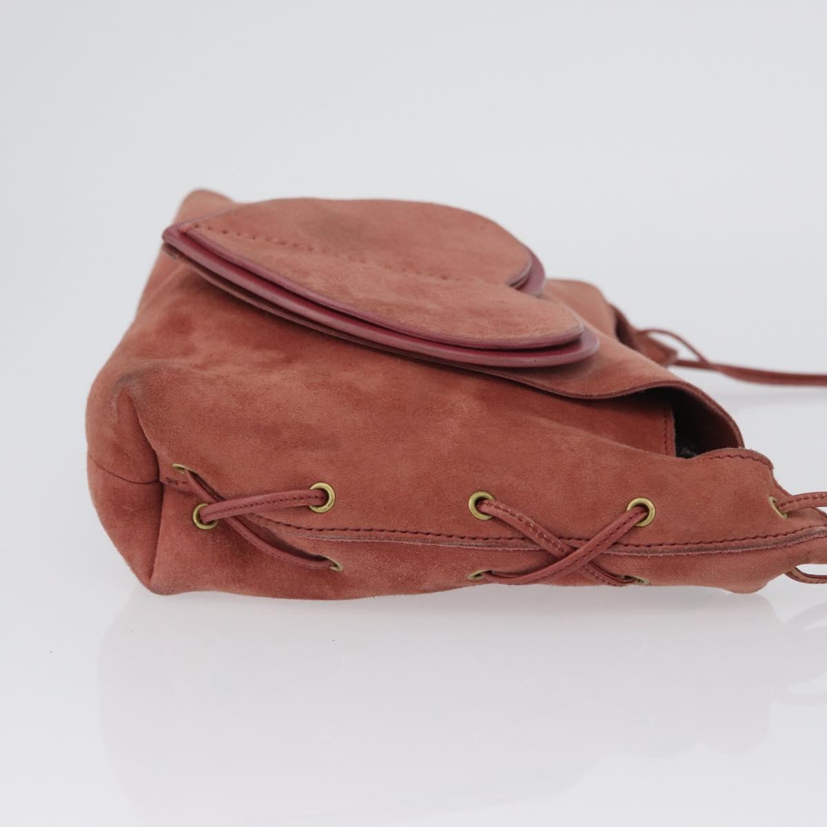 GUCCI Shoulder Bag Suede Pink Gold 95107 Auth 172039