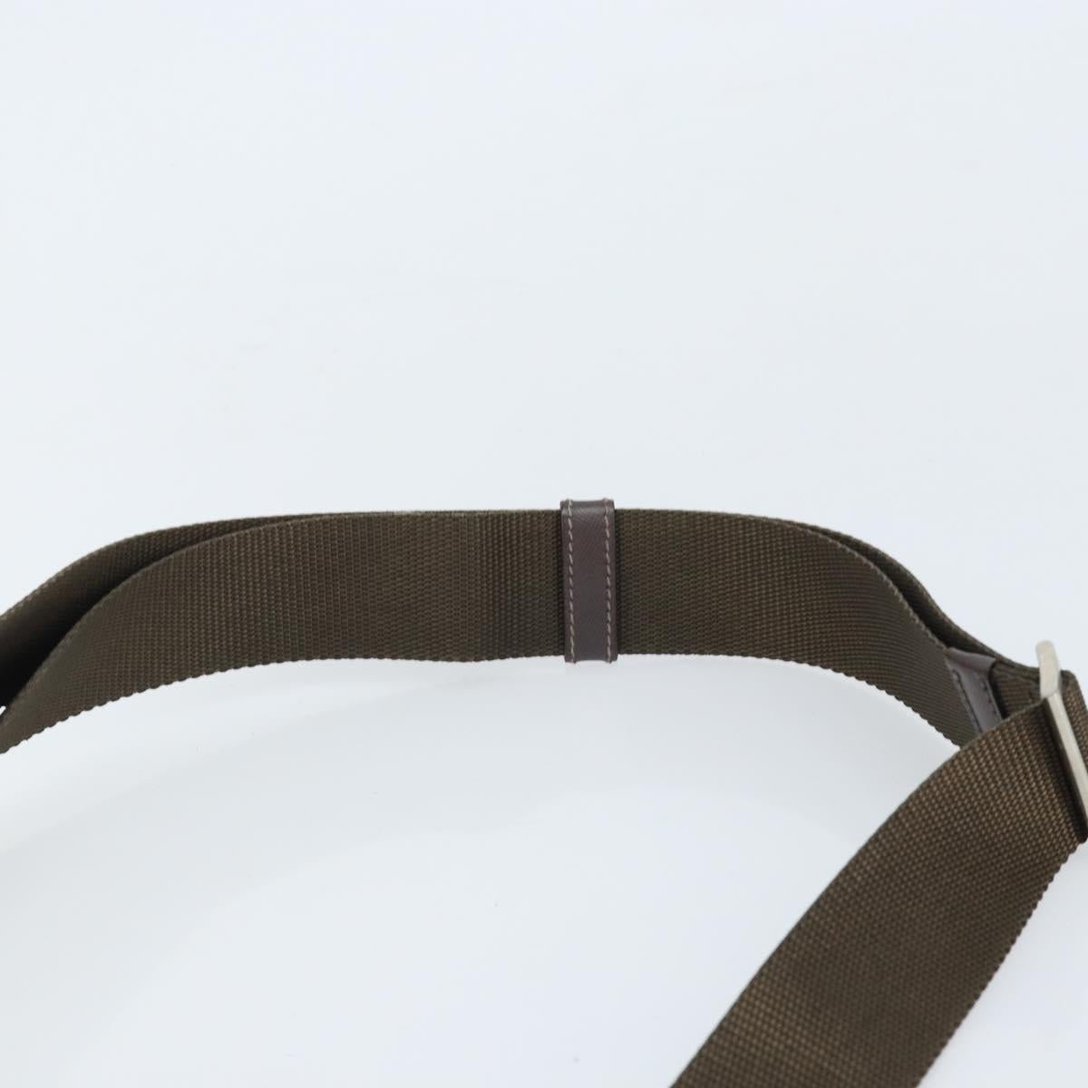 PRADA Shoulder Bag Nylon Khaki Silver Auth 172042