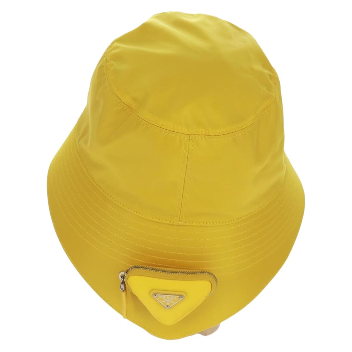 PRADA Hat Nylon Yellow Auth 172043M