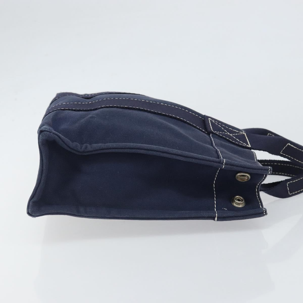 HERMES Fourre Tout PM Hand Bag Canvas Navy Silver Auth 172044