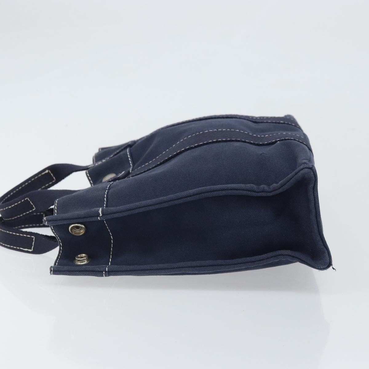 HERMES Fourre Tout PM Hand Bag Canvas Navy Silver Auth 172044