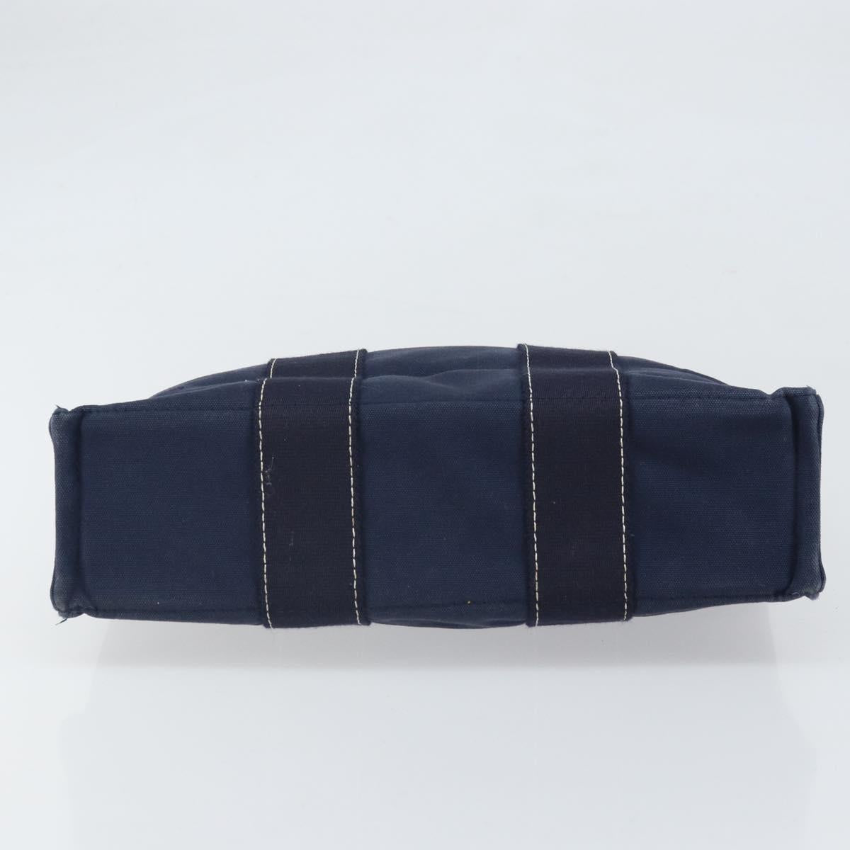 HERMES Fourre Tout PM Hand Bag Canvas Navy Silver Auth 172044
