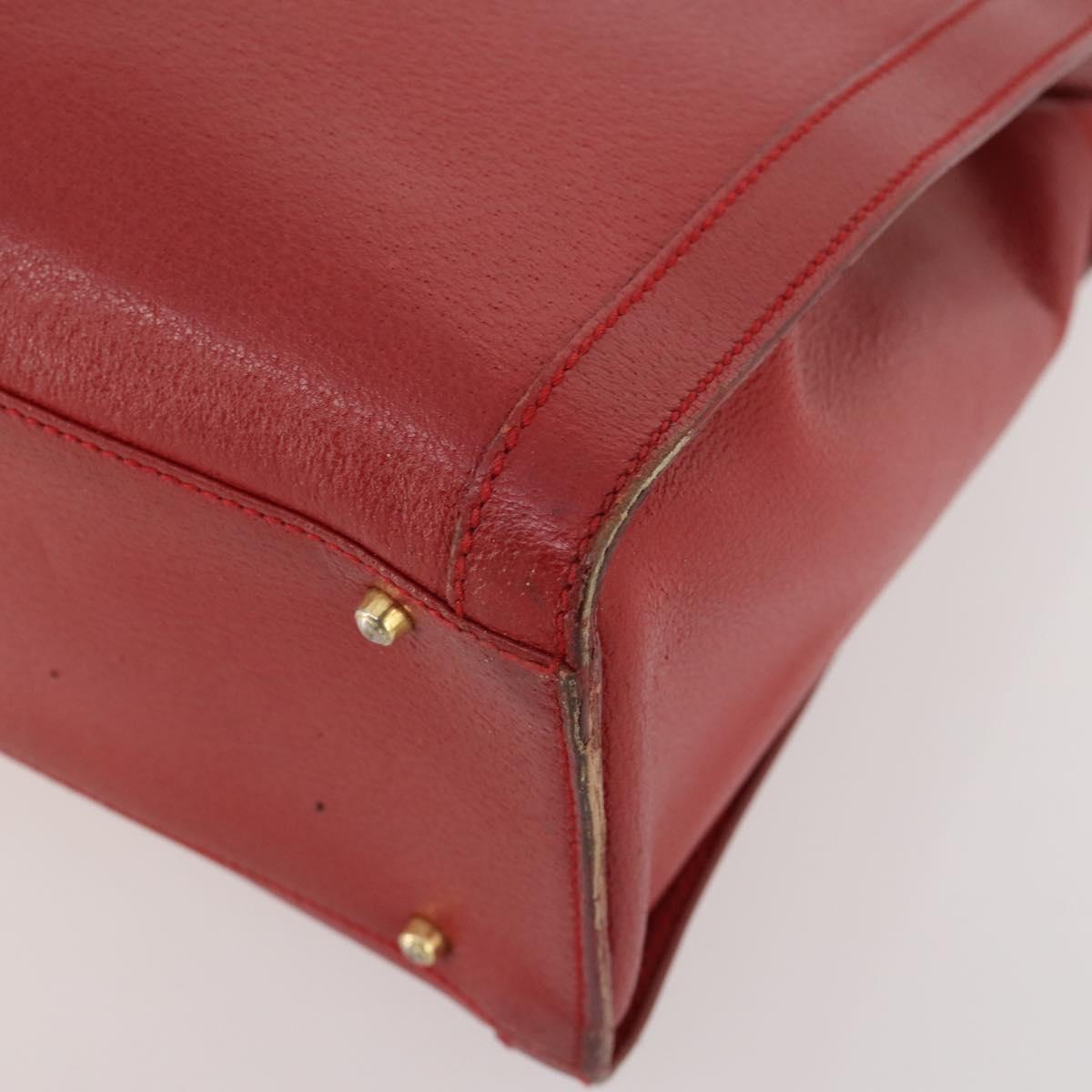 GUCCI Bamboo Hand Bag Leather Red Gold 002 1186 0260 Auth 172051
