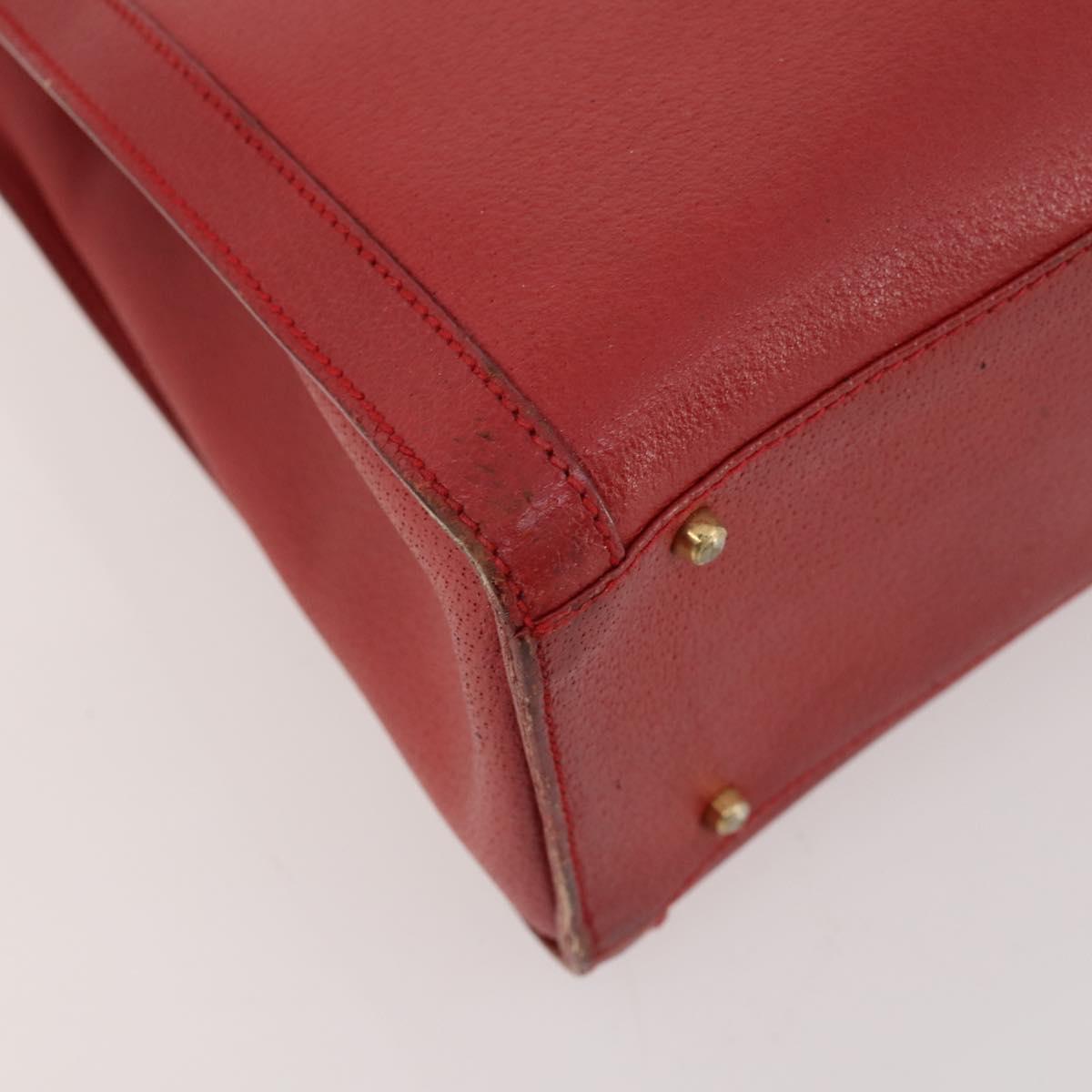 GUCCI Bamboo Hand Bag Leather Red Gold 002 1186 0260 Auth 172051