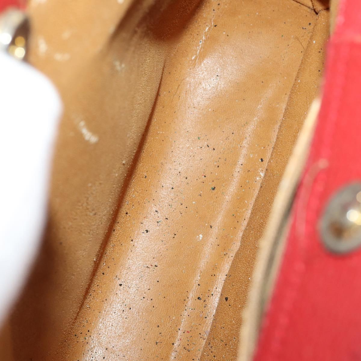 GUCCI Bamboo Hand Bag Leather Red Gold 002 1186 0260 Auth 172051